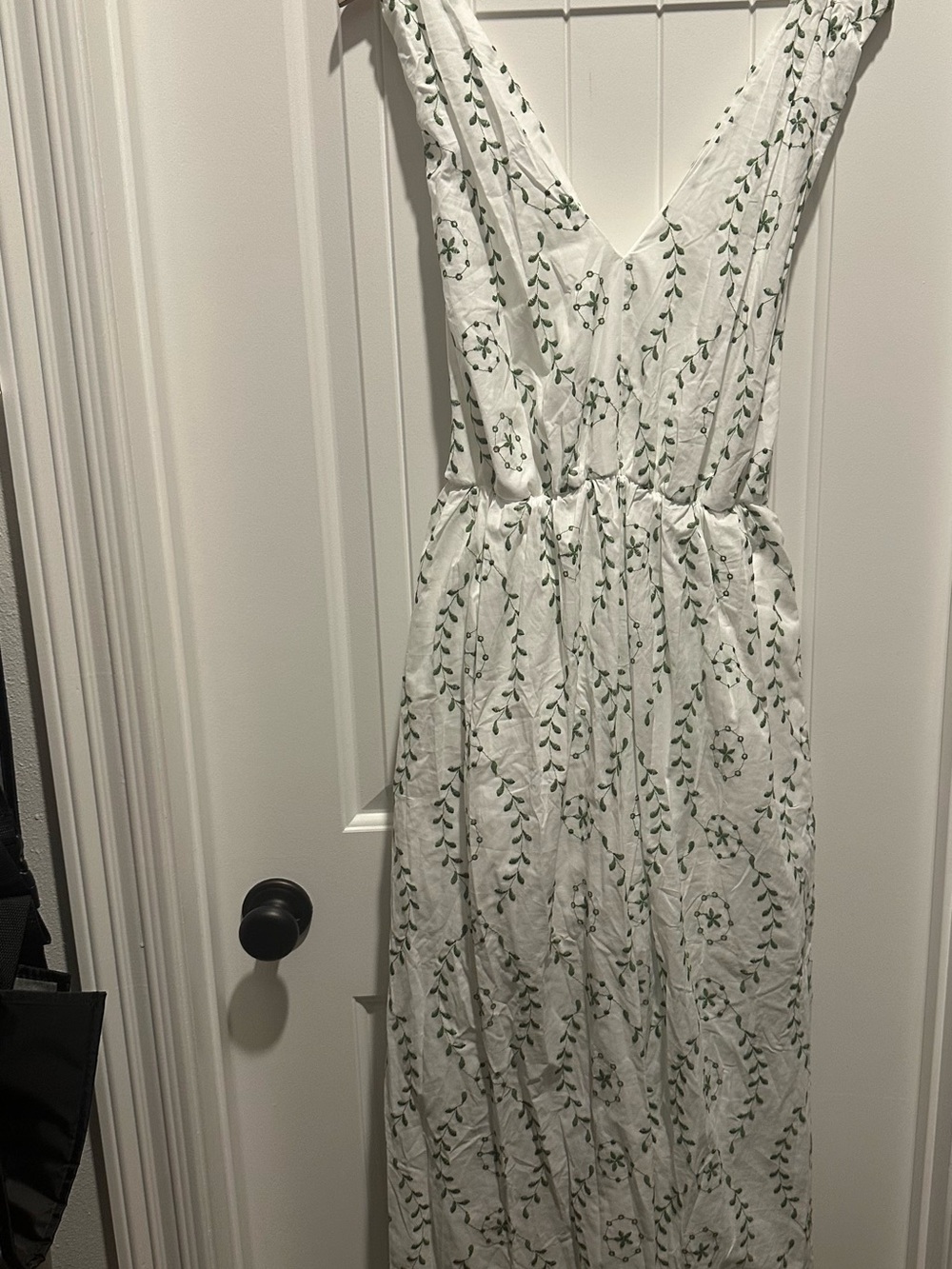 a new day White Maxi Dress with Green Leaf Print